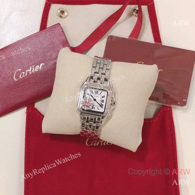 High Quality Replica CARTIER Panthère de Cartier Silver 316 Stainless Steel Strap White Face Dial Double-Layer Square Case Watch 27*37mm